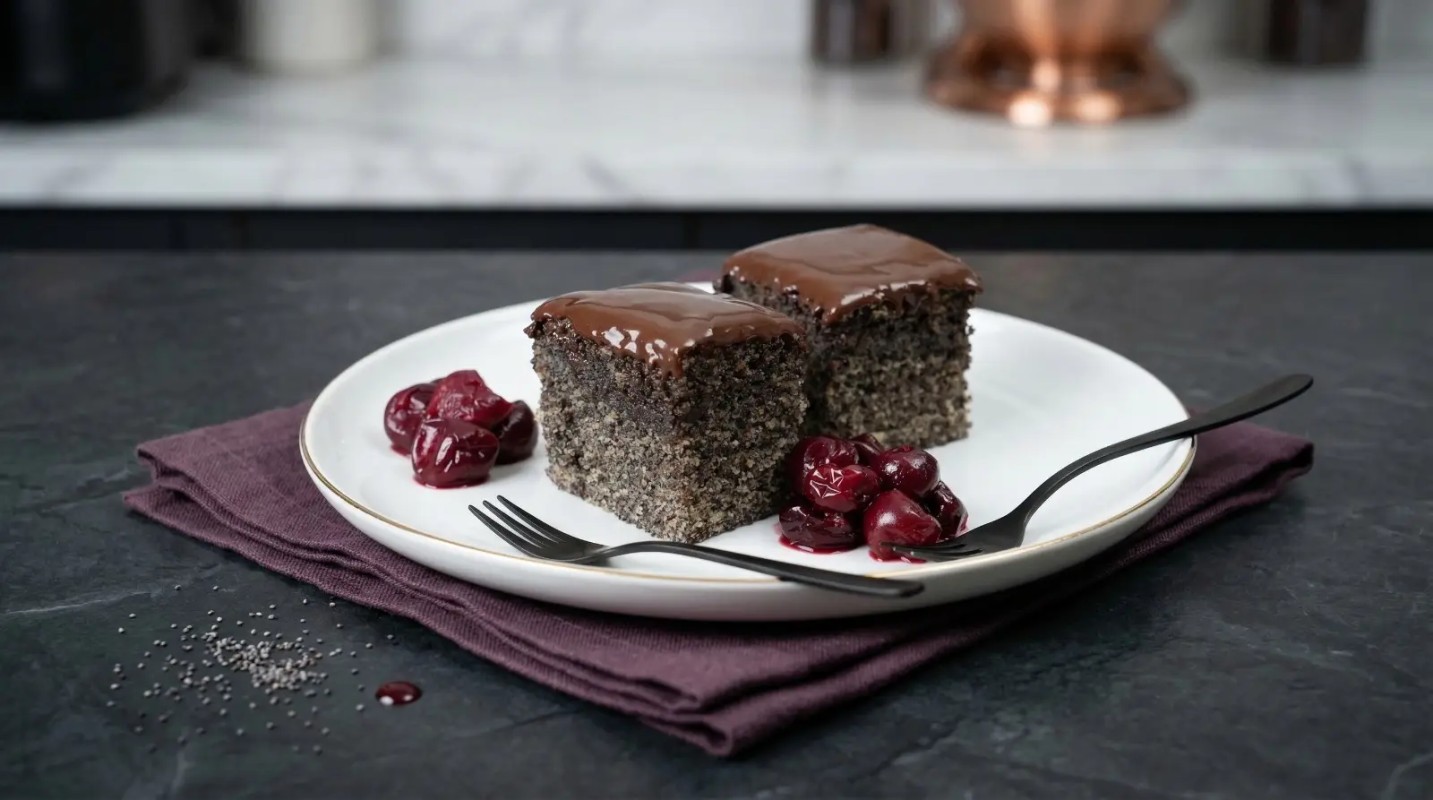 Kolač sa makom i višnjama